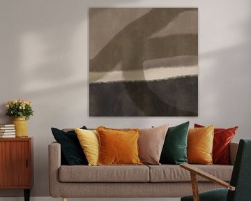 Moderne abstrakte minimalistische Kunst. Organische Formen und Linien in neutralen Farben. von Dina Dankers