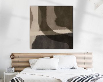 Moderne abstracte minimalistische kunst. Organische vormen en lijnen in neutrale kleuren. Twee rivieren