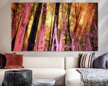 Magic Forest in perzik en roze van FRESH Fine Art