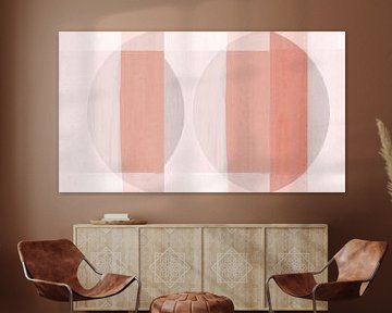 Mid Century Bauhaus Formen Pastellmalerei Rosa Elfenbein von FRESH Fine Art