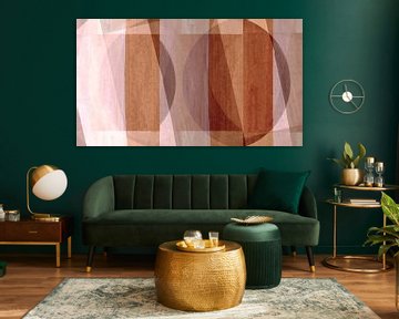 Mid Century Bauhaus Shapes Pastel Painting Soft Earth Colours by FRESH Fine Art