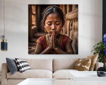 Praying girl in Myanmar by Gert-Jan Siesling