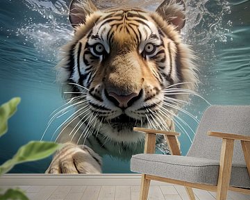 Bathing tiger by Heike Hultsch