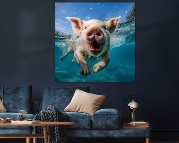 Bathing lucky pig by Heike Hultsch