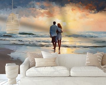 De geliefden op het strand