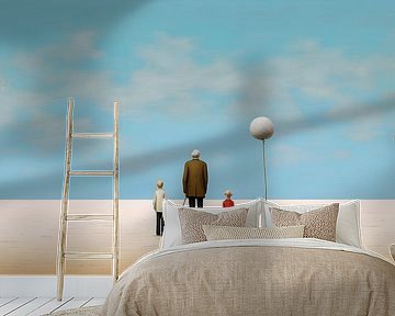 Fantasie schilderij op het strand