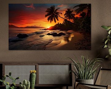 Tropical island sunset by Jan Bechtum