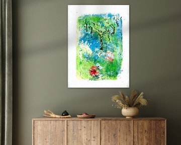 olijfbomen met rozenstruik print van Monki's foto shop
