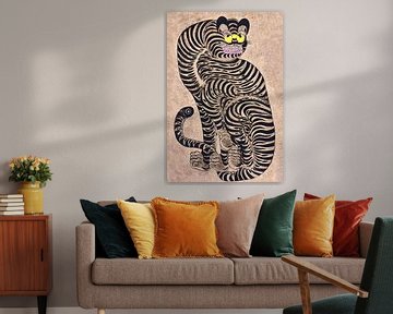 Asia cat on warm neutral background by Mad Dog Art