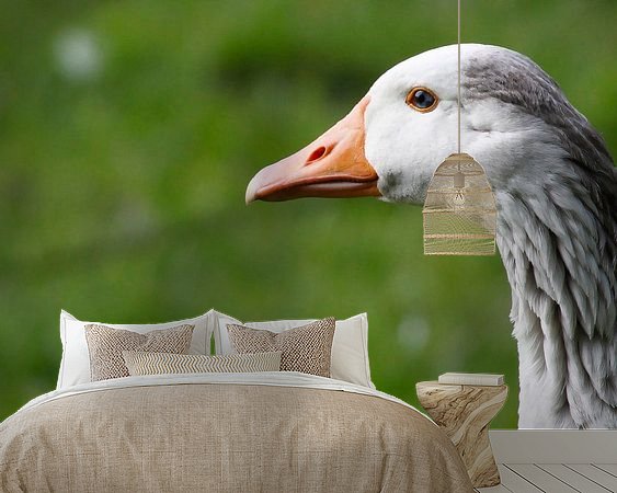 Voorbeeld van het werk in een kamer