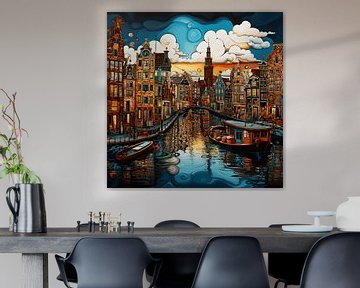De stad Amsterdam door de ogen van Picasso van Craigsart Wall Art Shop
