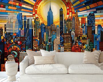 De stad New York door de ogen van Pablo Picasso van Craigsart Wall Art Shop