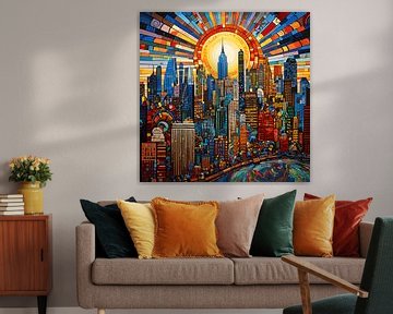 De stad New York door de ogen van Pablo Picasso van Craigsart Wall Art Shop