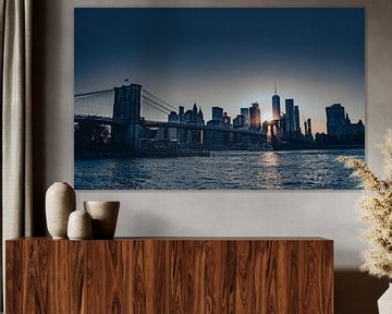 Skyline von New York City bei Sonnenuntergang, Amerika von Patrick Groß