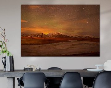 Northern lights over Icelandic landscape by Hannie Bom