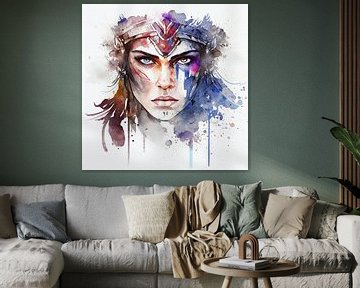 Watercolor Warrior Woman #1 by Chromatic Fusion Studio