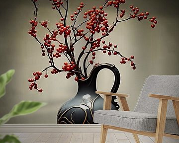 Vase mit roten Beeren