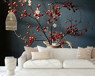 Vase mit roten Beeren