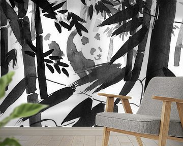 panda in bamboo forest by Péchane Sumie