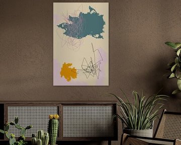 Moderne abstracte kunst. Vormen en lijnen in heldere kleuren nr. 3 van Dina Dankers