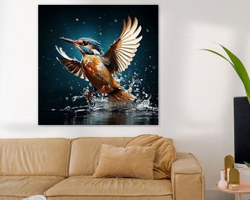 Kingfisher rising from the water by YArt
