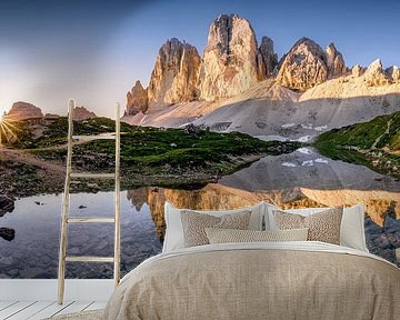 Sonnenaufgang an den drei Zinnen in den Dolomiten von Voss Fine Art Fotografie