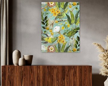 Tropische vintage vogels in de jungle van Floral Abstractions