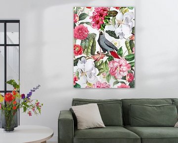 Exotic parrot in the flower jungle by Floral Abstractions