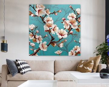 Semi-abstract cherry blossom branch by Vlindertuin Art