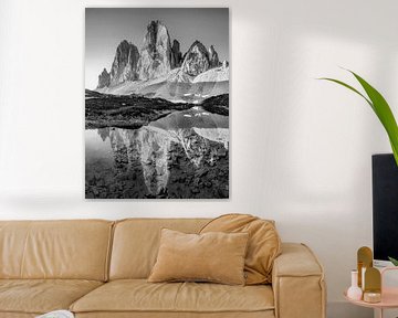 De Three Peaks bij zonsopgang in zwart-wit van Manfred Voss, Schwarz-weiss Fotografie