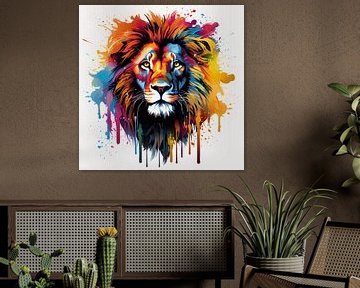 Bunter Pop-Art Löwe von ARTemberaubend