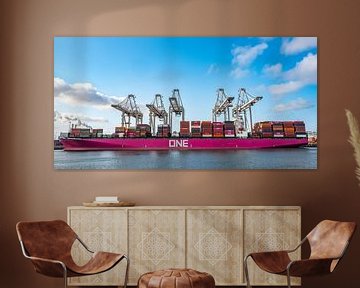 Container ship One Hanoi in the Port of Rotterdam by Sjoerd van der Wal Photography