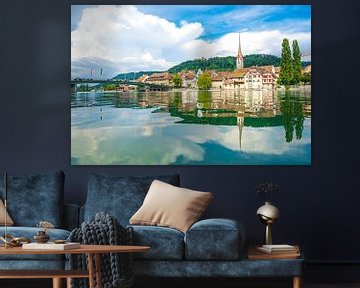 Stein am Rhein im Sommer am Ufer des Rheins von Sjoerd van der Wal Fotografie