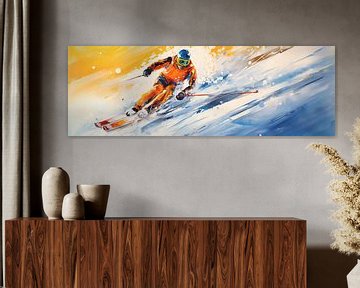 Wintersport: Panoramisch Canvas Kunst van Surreal Media