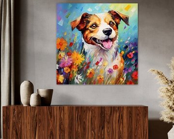 Jackrussel: Blumen-Leinwandkunst von Surreal Media