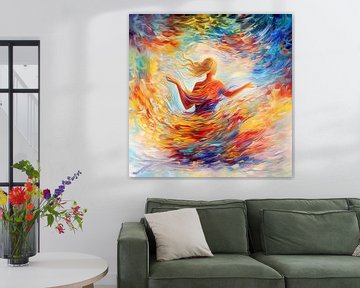 Vrouwelijk Abstract Schilderij: Spiritueel Zen Flow van Surreal Media