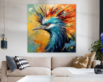 Majestueuze Vogel: Kleurrijk Canvas van Surreal Media