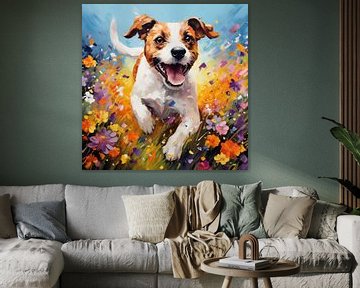 Jackrussel Running: Lebendige Leinwand von Surreal Media