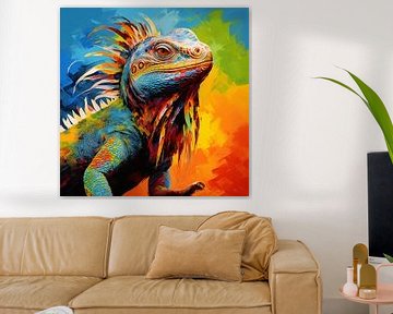 Iguana: Colourful Abstract Canvas by Surreal Media