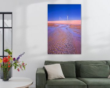 Wind turbines on the beach by Leon Okkenburg