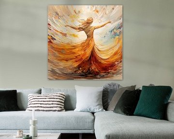 Abstract Pastel Schilderij: Esthetische Dans Vrouw van Surreal Media