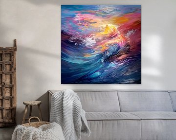 Oceaan Ritme: Abstract Canvas van Surreal Media