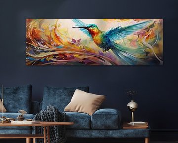 Ijsvogel Kleurrijk: Abstract Canvas van Surreal Media