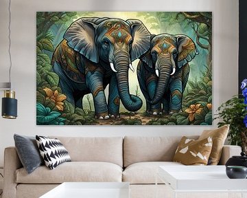 Eléphant asiatique indien décoré et orné sur Creavasis