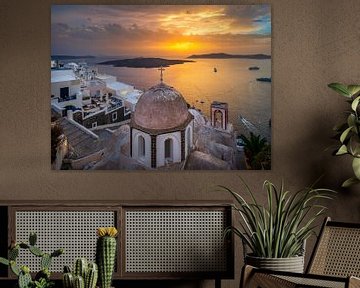 Sonnenuntergang in Fira, Santorin, Griechenland von Michael Abid