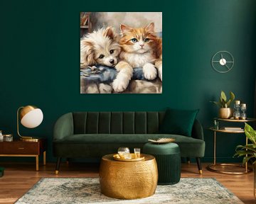 Dog and Cat Best Friends by DesignByDessie