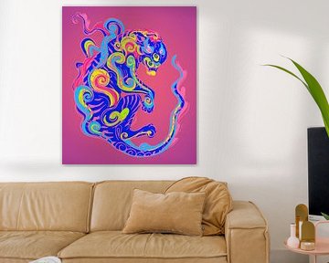 Dragon asiatique aux couleurs pop art modernes sur FRESH Fine Art