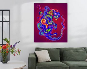 Aziatische draak in heldere kleuren van FRESH Fine Art