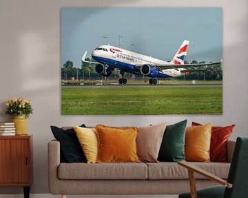 Take-off British Airways Airbus A320-200neo.