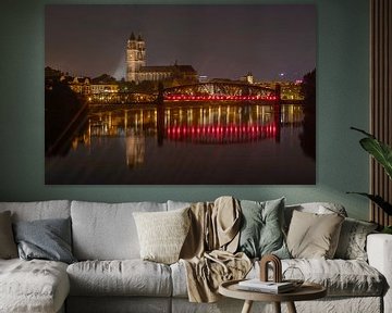 Magdeburg - Blick auf den Magdeburger Dom bei Nacht von t.ART